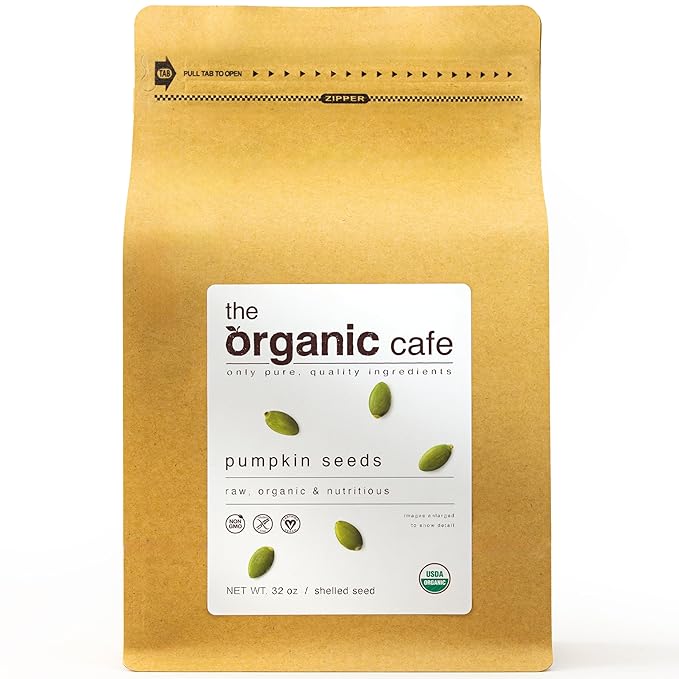 TOC Organic Pumpkin Seeds 2-lb (32 oz), Non-GMO, Vegan, Kosher, Raw, Shelled, Organic Pepitas, 2-pound bag