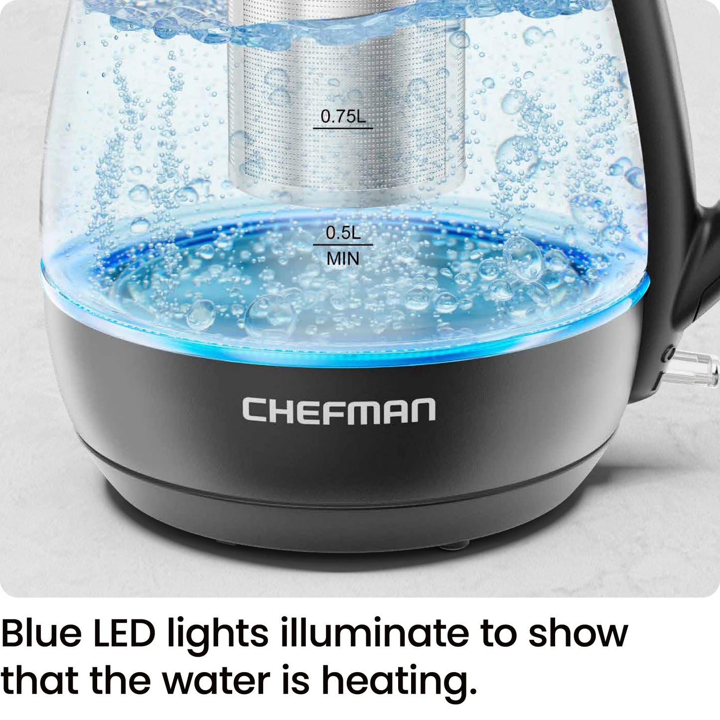Chefman Electric Kettle with Tea Infuser, Compact 1L (4 Cups), 1500W, Removable Lid for Easy