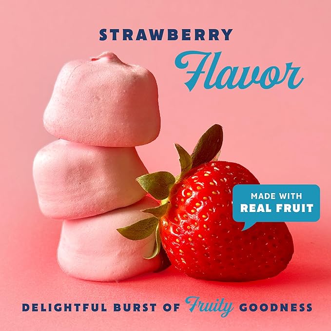 GoodMallow Vegan Marshmallows - Large Kosher Gluten Free Dairy Free Healthy Marshmallows - Natural Gelatin Free for Hot Chocolate, Smores, Baking - Nothing Artificial - Pink Strawberry