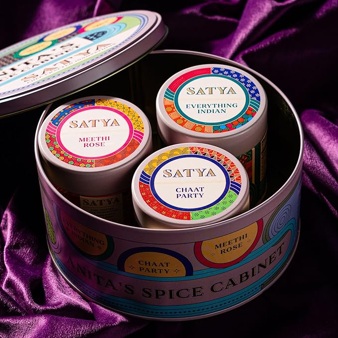 Satya Blends Indian Spices Set of 3 - Everything Indian, Chaat Powder and Meethi Rose 3 Pack Vegan, Gluten & Dye Free Low Sodium Seasonings and Spice Gift Set Women Owned Indian Seasoning - 2.5 Oz