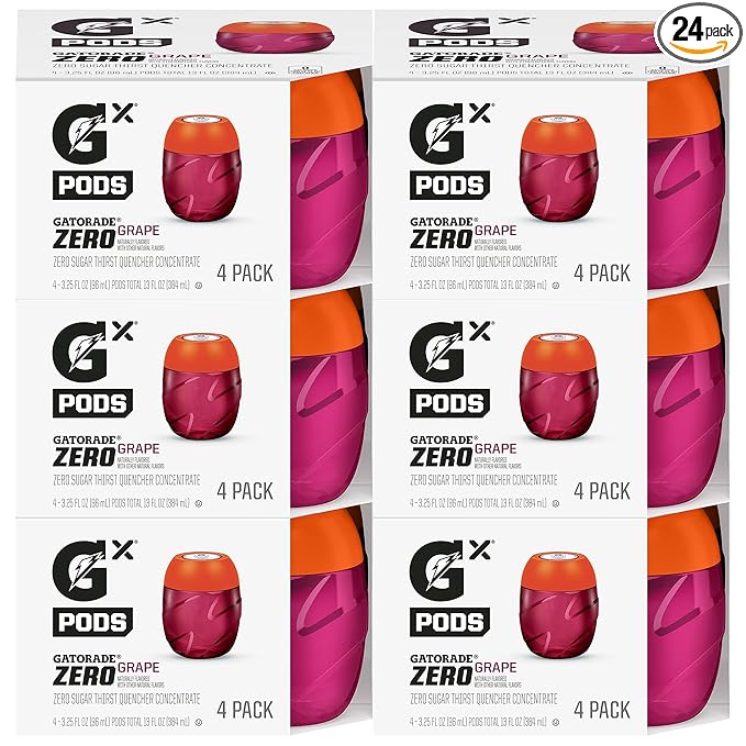 Gatorade Gx Hydration System, Non-Slip Gx Squeeze Bottles Or Gx Sports Drink Concentrate Pods - 4 count (Pack of 6)