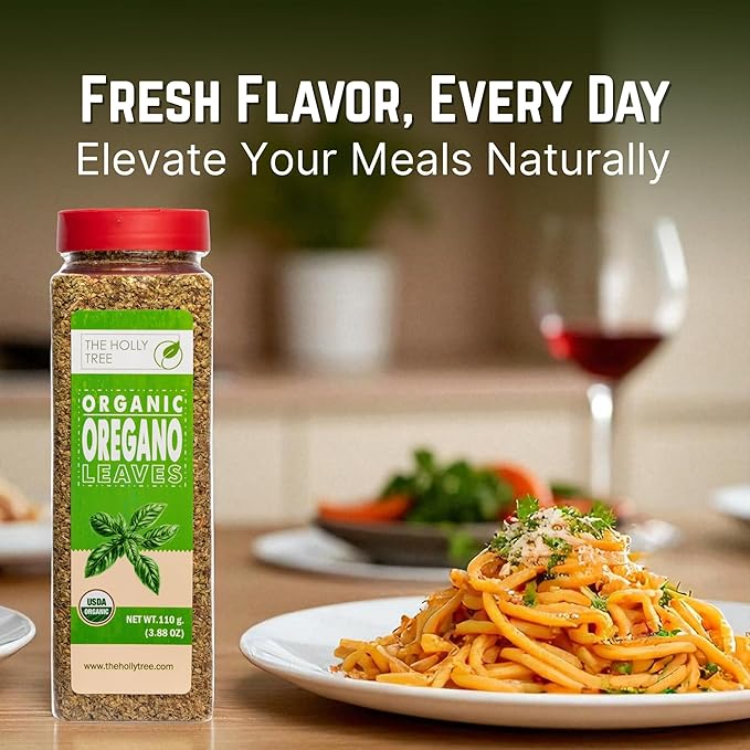 Organic Oregano Dried 3.88 oz ??Dried Oregano Leaves ??USDA Organic, Kosher, Gluten Free Seasoning ??The Holly Tree