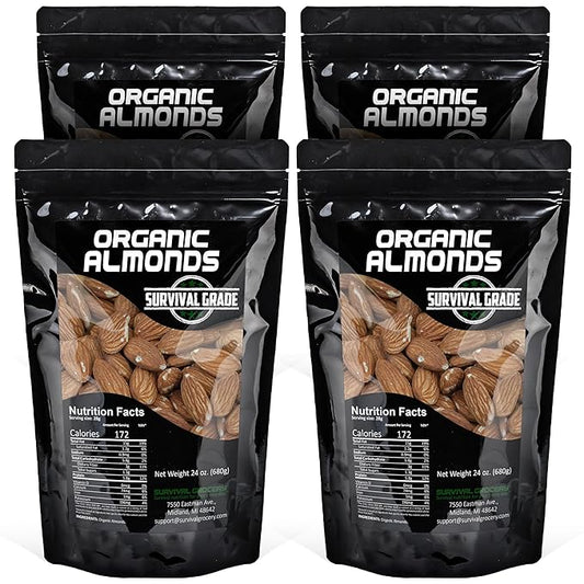 Survival Grocery® - Organic Almonds (96 oz./4 Bags)