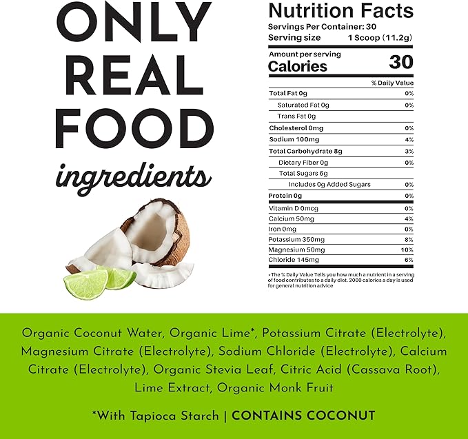 Coconut Lime Electrolytes ??30?‘Serving Hydration Drink Mix with Coconut Water, Sea Salt, and Trace Minerals ??Supports Hydration, Recovery, and Electrolyte Balance*