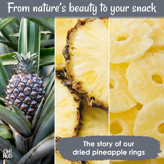 Oh! Nuts Dried Pineapple - 1 lb - Dried Fruit Rings - Organic Sweet - Dehydrated Fruit Bites - Packed in New York Zip-Seal Bag for Exceptional Freshness