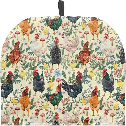 Rooster Print 癤풦nsulated Tea Pot Cosies Tea Kettle Quilt Keeping Warm Dust Proof Teapot Cover for Home Kitchen Tea Party Decorative Accessories