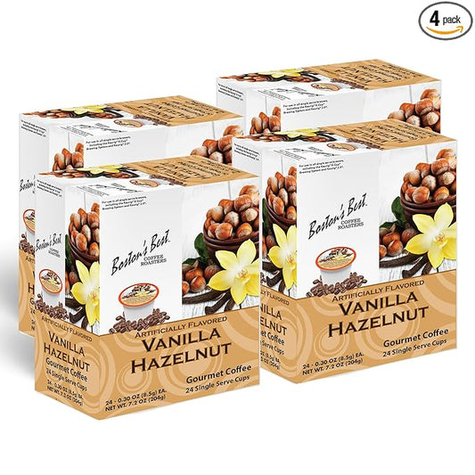 Boston’s Best - Vanilla Hazelnut Delicious Medium Roast Flavored Gourmet Coffee Compatible with Keurig Coffee Maker, 24 Count (Pack of 4)