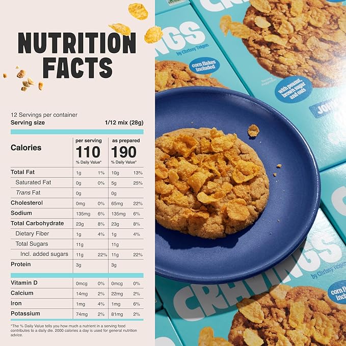 Cravings by Chrissy Teigen Peanut Butter Oatmeal Brown Sugar Cookie Mix, John?셲 Glorious Golden Cookie Mix, Easy to Bake, 12 Large Cookies, 12.1 oz. (Pack of 3)