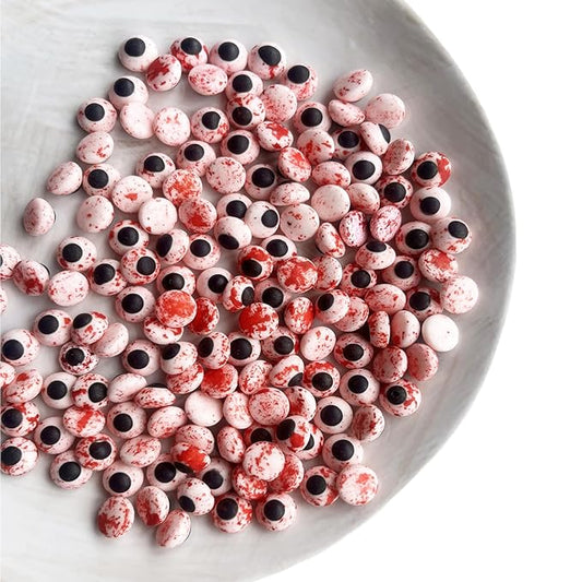 Weraru Small Candy Bloody Red Eyeballs Eye Ball Sweets Cake Cupcake Toppers Cookie Dessert Sprinkles Decorations for Christmas Halloween Birthday Party Supplies 3.4 Ounce