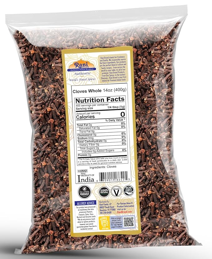 Rani Cloves Whole (Laung) 14oz (400g) Great for Food, Tea, Pomander Balls and Potpourri, Hand Selected, Spice ~ All Natural | NON-GMO | Kosher | Vegan | Gluten Friendly | Indian Origin