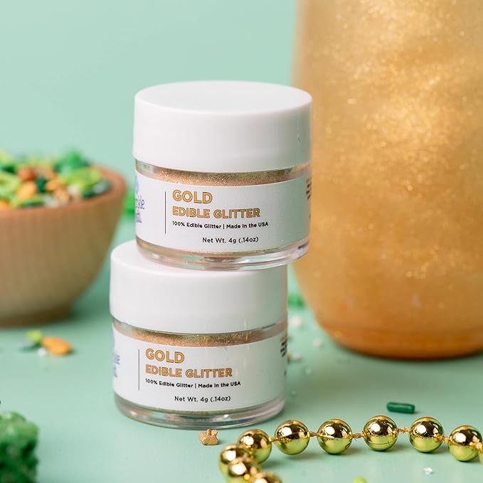 Sweets Indeed Edible Glitter, Perfect for Drinks, Cocktails, Beverages & Cake Decorating, Dessert Cake Topper, 4 grams (Gold 4g)