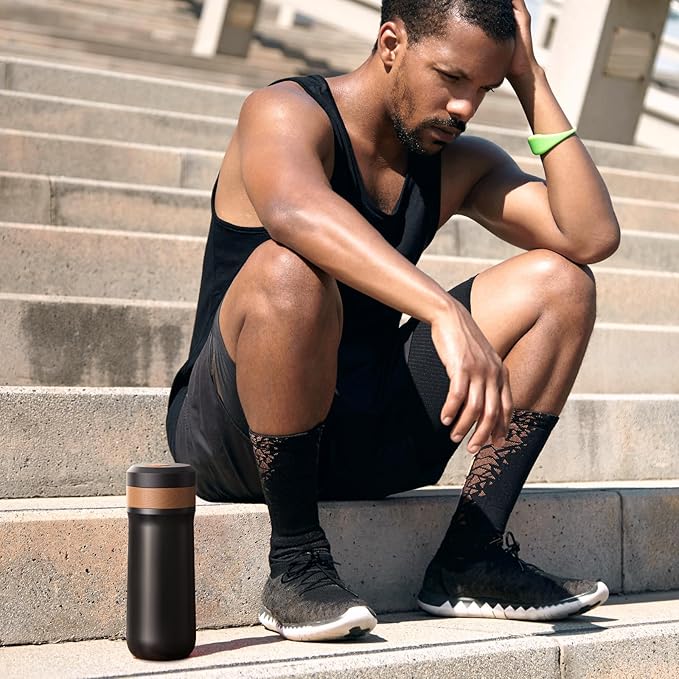 The Original Portable French Press Stainless Steel Coffee Maker Premium Vacuum Insulated Travel Mug Hot & Cold Brew French Presses (Black upgraded Version)
