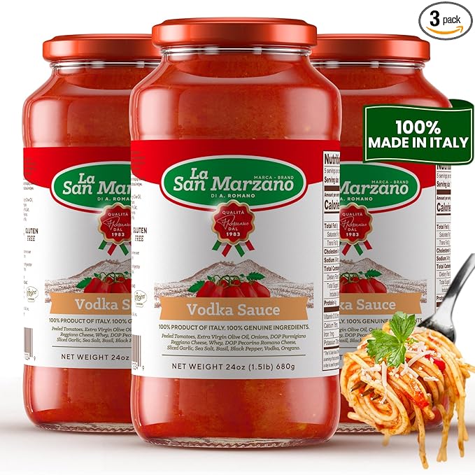 La San Marzano Vodka Sauce, 24 oz, Pasta Sauce Made in Italy, All Purpose Tomato Premium Quality, All Natural, Non GMO, Gluten Free