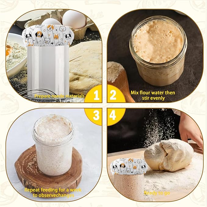 Cloth Covers for Sourdough Starter Jars, Cute Dog Bone Heat Preservation to Increase Fermentation for Bread Sewn Cloth Cover for Sourdough Starterç«? Packç«?,<div>
