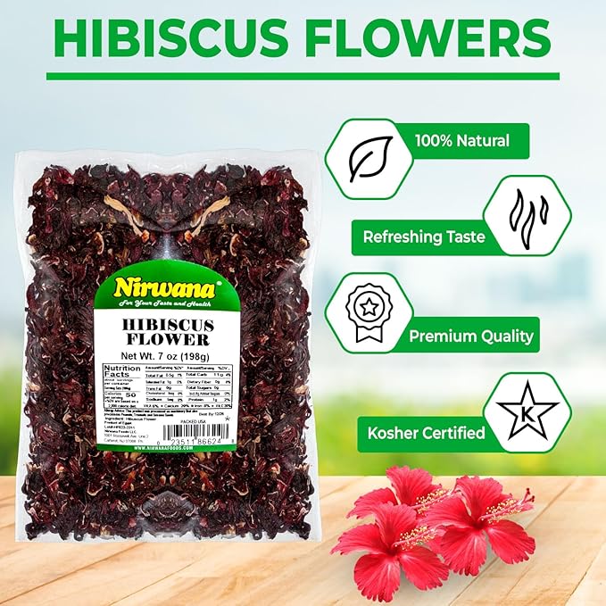 Premium Dried Hibiscus Flowers ??Whole Flower Petals for Herbal Infusions, Loose Leaf Blends, and Culinary Use ??Perfect with Dandelion Root, Raspberry Leaf, and More