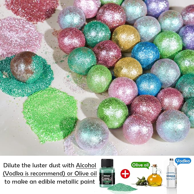NiHome Edible Food-Grade Glitter Powder Glimmer Luster Dust Metallic Fancy Food Decorating Sprinkle