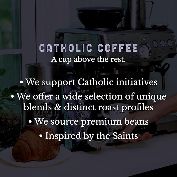 Catholic Coffee St. Dymphna | Half Decaf Medium Roast Ground Coffee ??Nutty & Citrus Notes | 12oz Bag ??Catholic Gift Offering Peace and Balance