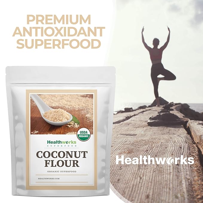 Healthworks Superfoods Organic Coconut Flour - 64 Oz / 4 Lbs - Certified Organic, Unrefined, Raw - Keto, Vegan & Non- GMO - Protein Based Whole Foods - Pancakes, Waffles, Bread & Other Baked Goods