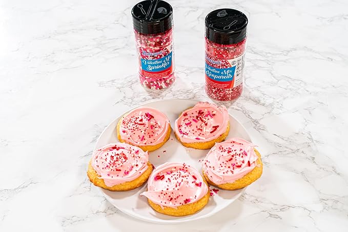 Bakerpan Valentine Mix Nonpareils Sprinkles - 7 Ounces Edible Sprinkles for Cake Decorating - Nonpareils for Cupcakes, Ice Cream, Cookies & Dessert (Made in USA)