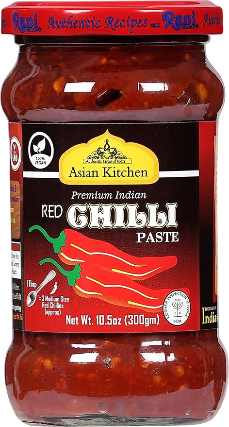 Asian Kitchen Red Chilli Cooking Paste 10.58oz (300g) Glass Jar ~ Vegan | Gluten Free | NON-GMO | No Colors | Indian Origin