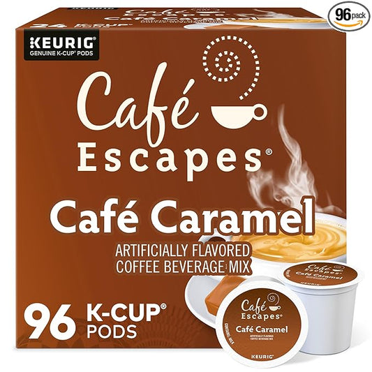 Cafe Escapes Cafe Caramel, Keurig Single-Serve K-Cup Pods, 96 Count