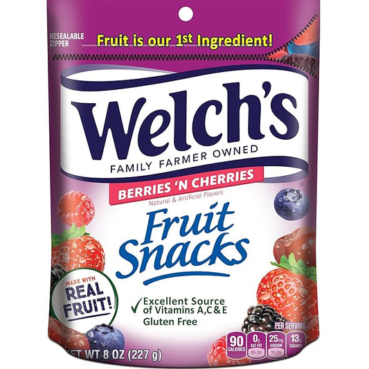 Welch's Fruit Snacks, Berries 'N Cherries, Perfect for Sharing, Bulk Bag, 8 oz (Pack of 1)