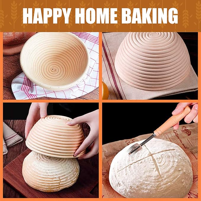 Bread Proofing Basket Set Sourdough Proofing Basket Round Proofing Bowls (Round Proofing basket 10PCS), sourdough bread baking supplies proofing baskets,banneton bread proofing basket 9.5"