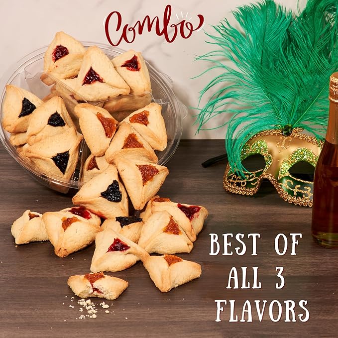 Hametaschen Cookies | Fathers Day Gift Box | Shortbread Cookies Filled with Apricot, Raspberry & Prune Jam | Kosher, Dairy Free & Nut Free | Stern's Bakery
