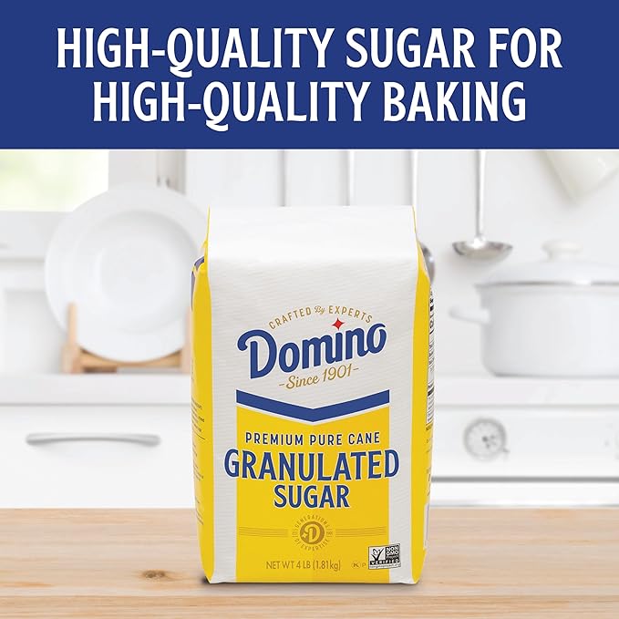 Domino® Granulated Sugar, 4 lb Bag of Premium Pure Cane Sugar (Pack of 2) with Bonus Brand Recipe Card