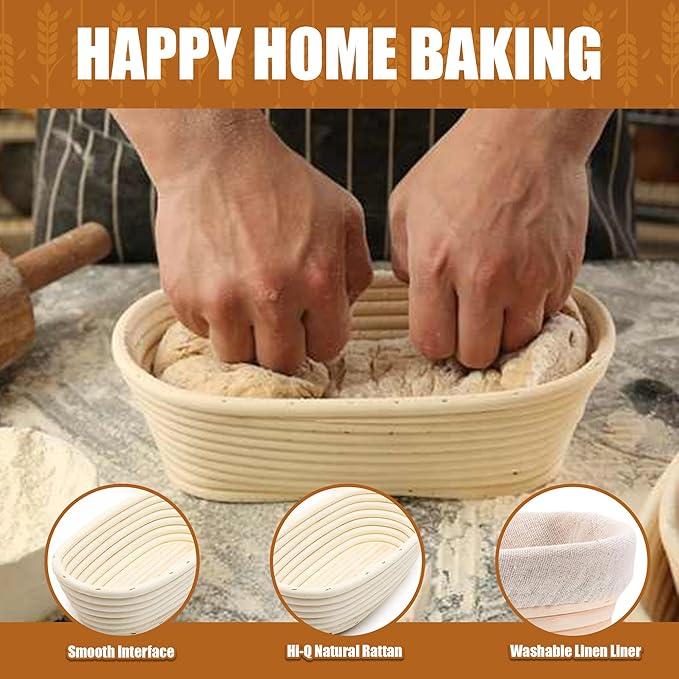 Bread Proofing Basket Set Sourdough Proofing Basket oval Proofing Bowls (Oval Proofin basket 10PCS),sourdough bread baking supplies proofing baskets,banneton proofing basket 9"