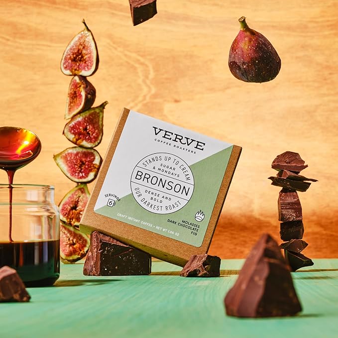 Verve Coffee Roasters Craft Instant Coffee Bronson Blend | French Dark Roast, Ground, Hand-Roasted | Enjoy Hot or Cold | Up to 6 Servings