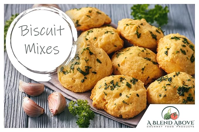 A Blend Above Cheesy Garlic Biscuit Mix - Easy to Bake, Makes 10 Biscuits, Breakfast Biscuits, Dinner Biscuits, Biscuit's & Gravy - Biscuit Mix Just Add Water - Perfect Addition to All Meals - 10 Servings