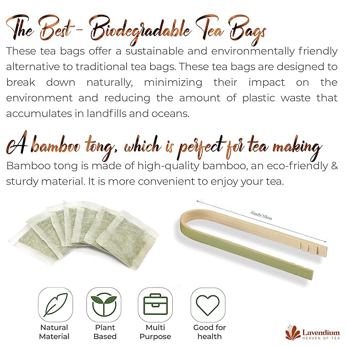 Lavendium, 40 Pure Cinnamon Tea Bags, Made of 100% Natural Cinnamon Sticks, Herbal Tea, No Additives, No Caffeine, No Gluten, Vegan.
