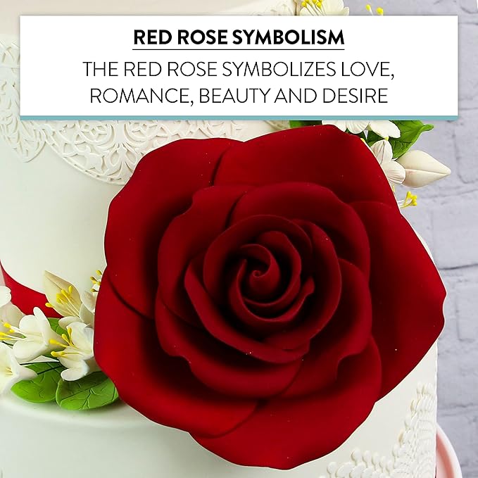 Global Sugar Art Rose Sugar Cake Flowers Jumbo 5 inch Deep Red, 1 Count by Chef Alan Tetreault