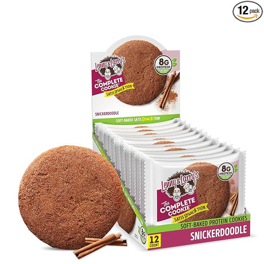 Lenny & Larry's The Complete Cookie, Snickerdoodle, Soft Baked, 8g Plant Protein, Vegan, Non-GMO, 2 Ounce Cookie (Pack of 12)