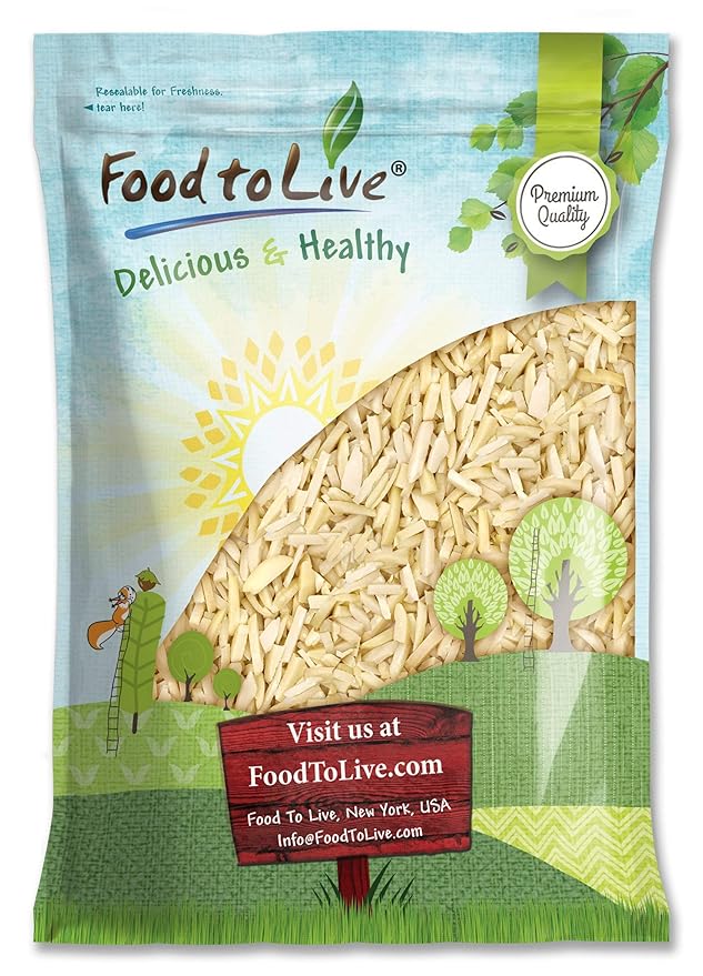 Food to Live - Blanched Slivered Almonds, 25 Pounds Chopped Raw Blanched Almonds, Unsalted, Vegan, Keto, Kosher, Bulk. High in Protein, Vitamin E, Riboflavin. Great for Cooking, Baking, Salads