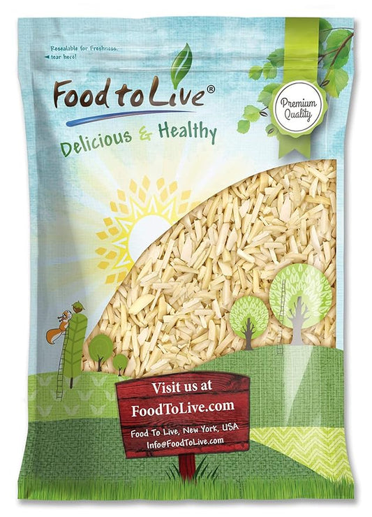 Food to Live - Blanched Slivered Almonds, 25 Pounds Chopped Raw Blanched Almonds, Unsalted, Vegan, Keto, Kosher, Bulk. High in Protein, Vitamin E, Riboflavin. Great for Cooking, Baking, Salads