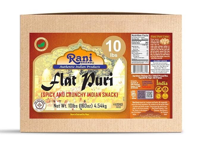 Rani Pani Puri Coins 160oz (10lbs) 4.54kg 1650-1660 Coins Bulk Box ~ Uncooked, Microwaveable wheat and Semolina Coins ~ All Natural | Vegan | NON-GMO | Kosher | Indian Origin