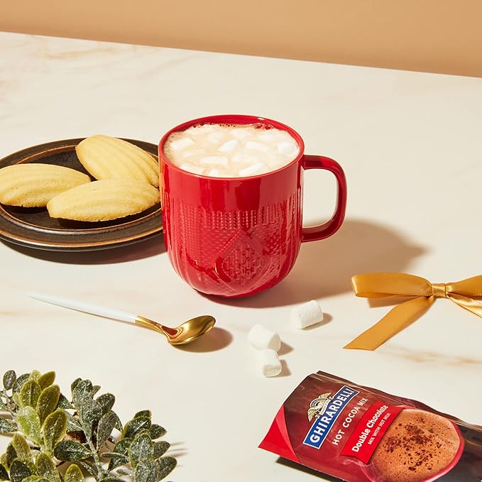 Hot Chocolate Gift Set Made with Ghirardelli, Includes 1 Single-Serve Packet of Ghirardelli Double Chocolate Hot Cocoa Mix, 1 Pack of Mini Marshmallows, and Ceramic Mug, Gourmet Hot Cocoa Gift Set, Valentine's Day