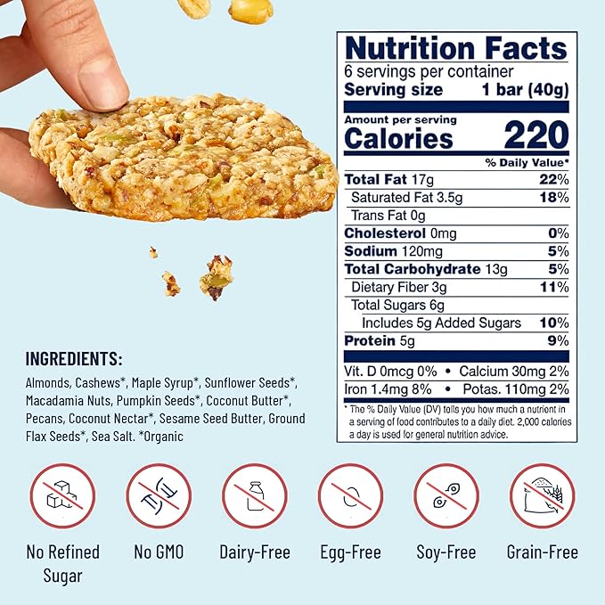 YES Bar ??Salted Maple Pecan ??Plant Based Protein, Decadent Snack Bar ??Vegan, Paleo, Gluten Free, Dairy Free, Low Sugar, Healthy Snack, Breakfast, Low Carb, Keto Friendly (6 Count)