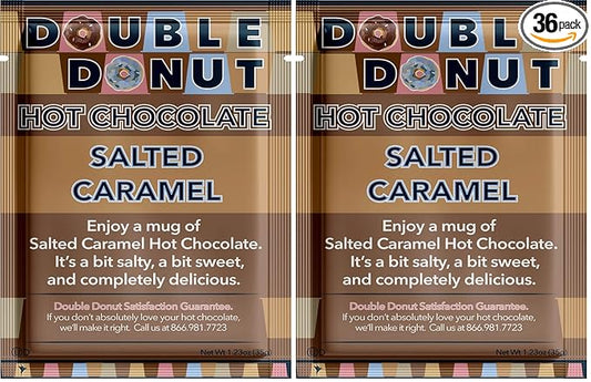 Double Donut Salted Caramel Hot Chocolate, Flavored Hot Chocolate Packets, Salted Caramel Hot Cocoa Mix, 18 Count (Pack of 2)