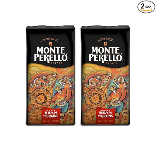 Monte Perelló, 16 oz Bag (1 LB/ 453.6 g), Whole Bean Coffee, Medium Roast - Product from the Dominican Republic (Pack of 2)