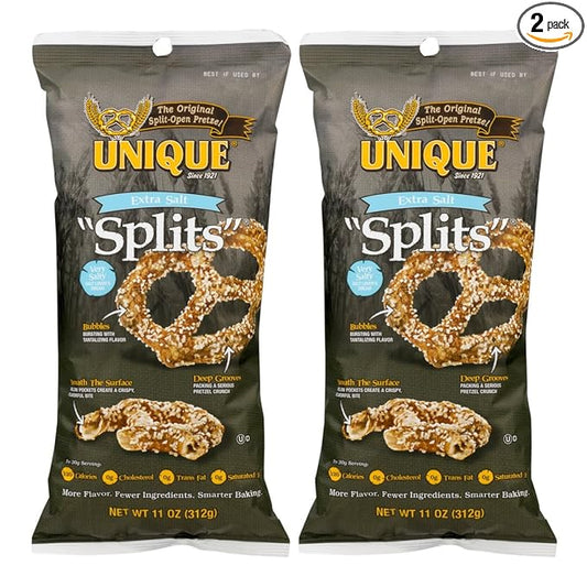 Unique Extra Salt Pretzel Splits, 11 Oz (Pack of 2)