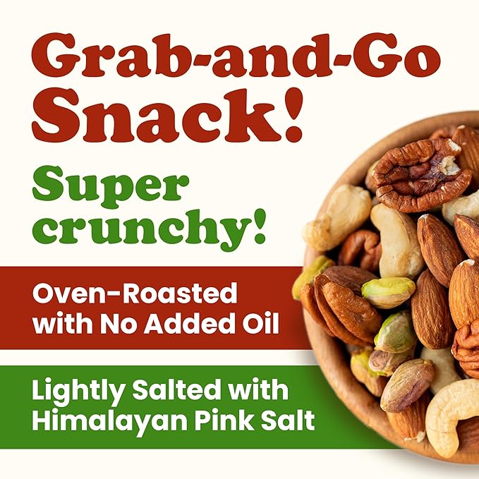 Food to Live Organic Four Nuts Mix, 1 Pound ??A Blend of Dry Roasted Pistachios, Almonds, Pecans, Cashews, and Almonds with Himalayan Salt, Trail Mix. Non-GMO, Vegan, Kosher, Bulk