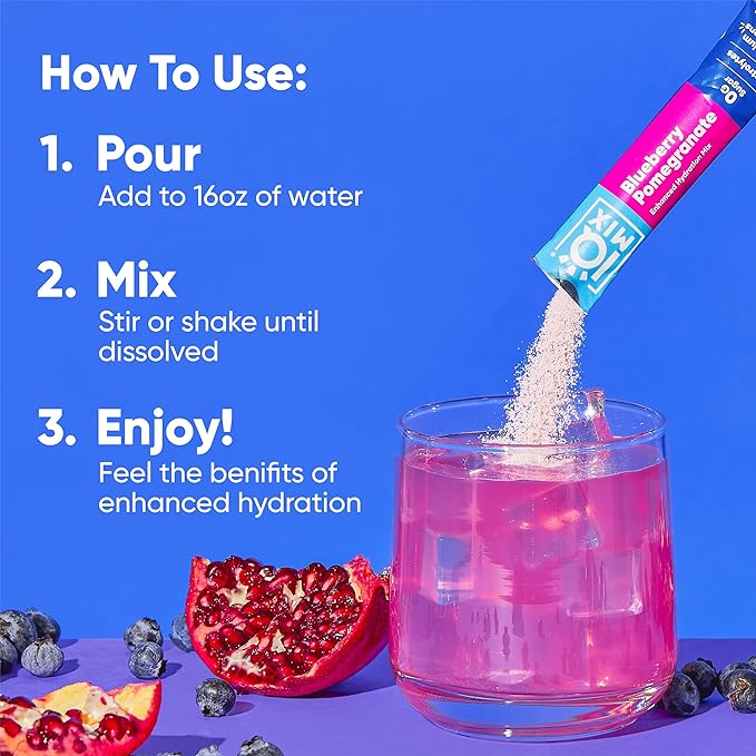 IQMIX Hydration Electrolyte Powder ??4-in-1 Formula for Hydration, Mental Clarity, Mood and Recovery ??Sugar-Free Drink Mix, Keto, Magnesium L-Threonate, Lion?™s Mane ??40 Count Blueberry Pomegranate