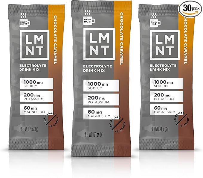 Drink LMNT Zero Sugar Hot Chocolate or Coffee Mixer - Chocolate Caramel Salt | Drink Mix | 30-Count