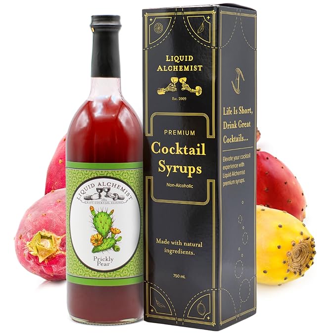 Liquid Alchemist Prickly Pear Syrup for Cocktails - Real Ingredients Make our Mixer Perfect for a Summer Cocktail and Margarita Mix - Vegan & Non-GMO (25.4 oz)