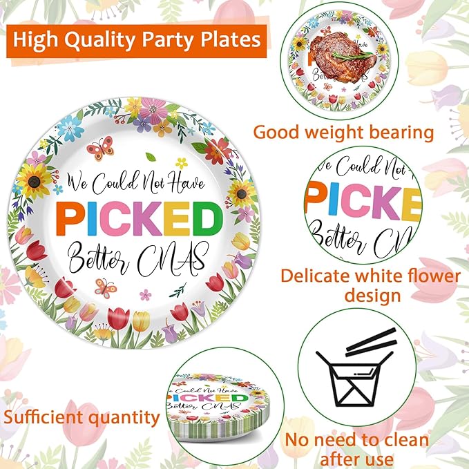 96PCS Happy CNA Week Party Decorations Nurse Week Plates and Napkins Thanks for Everything You Do Nursing Assistant Tableware Dinnerware Set for Doctors Day Medical School Grad Party Decor Supplies