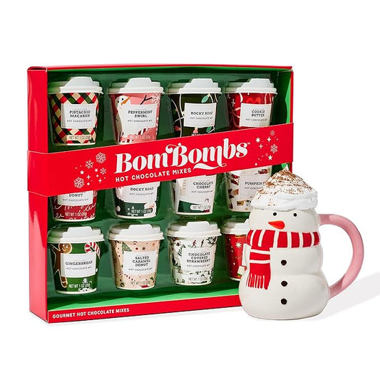 BomBombs Mini Hot Chocolate Gift Set with Holiday Packaging, Dessert Flavors Include Rocky Road, Cookie Butter, Pumpkin Pie & More, Set of 12