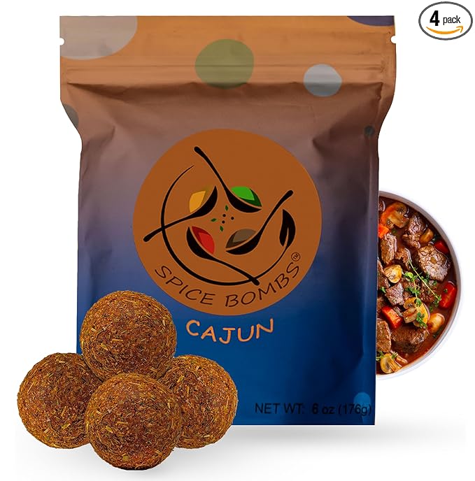 Cajun Spice Bombs Seasoning Pack of 4 - Spice Mix for Soup, Stew, Marinade